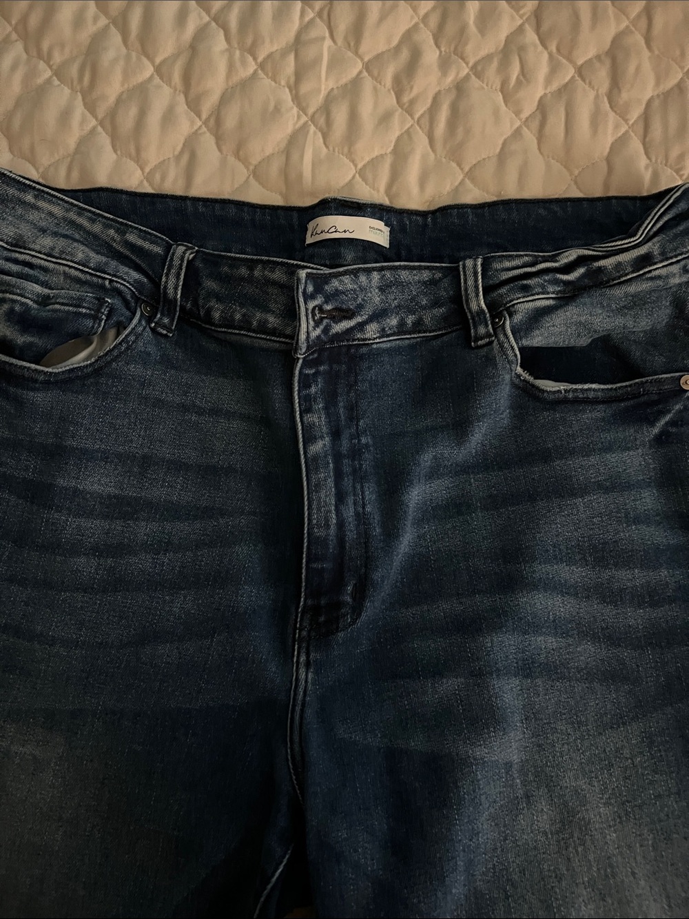 Kancan Dark Blue Washed Jeans - Classic Straight Fit